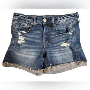 American Eagle Outfitters Distressed Blue Denim Shorts